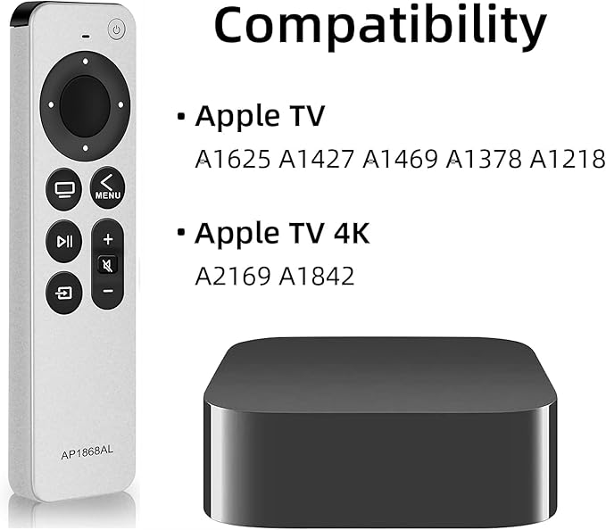 New Universal Remote Control for All Apple TV Remote, Replacement Compatible with Apple TV 4K/ Gen 1 2 3 4/ HD A2169 A1842 A1625 A1427 A1469 A1378 A1218 with Tv Control Function