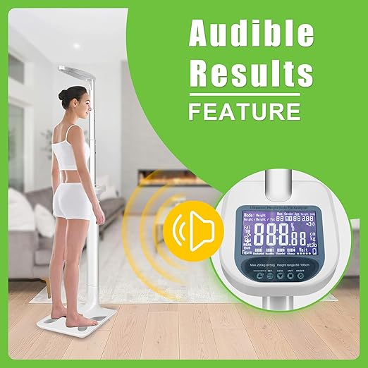 Smart Digital Physician Scale, 440lb/200kg Capacity Medical Scale for Body Weight and Height, Ultrasonic Digital Scale with BMI Body Composition Analyzer for Gym, Home, Hospital & Physicians