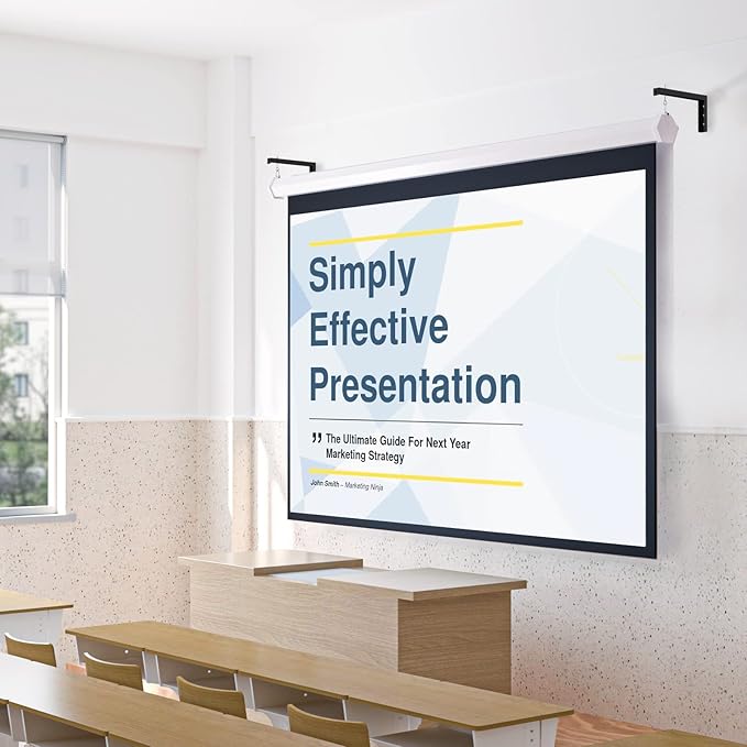 WALI Universal Projector Screen Ceiling Mount, Wall Hanging Mount L-Brackets, 12 inch Adjustable Extension with Hook Kit, Perfect Projector Screen Placement Hold up to 80 lbs (PSM001XL-B), Black
