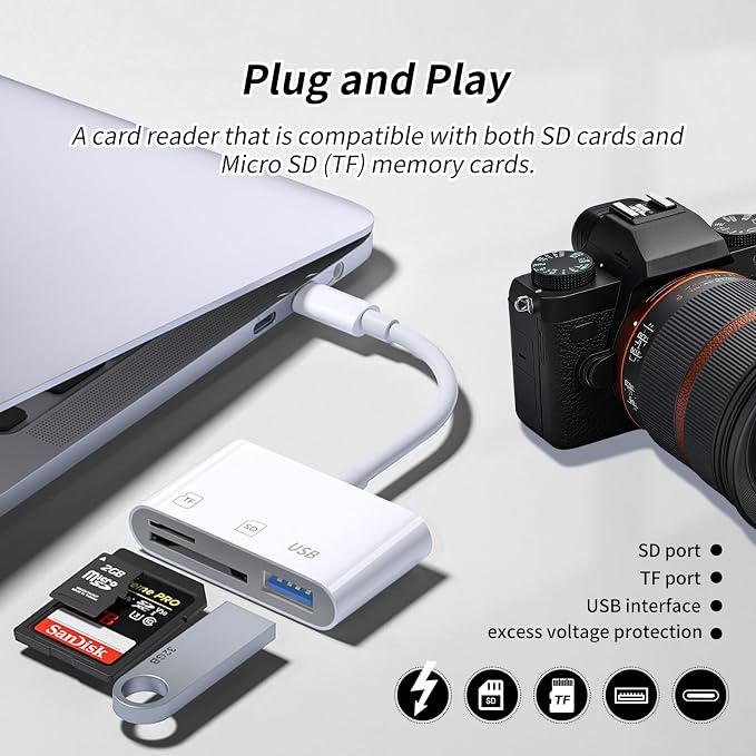 3IN1 SD Card Reader, USB C SD Card Reader, supports SD and MicroSD memory card - Image 3