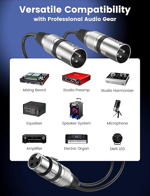MOSWAG XLR Y Splitter Female to 2 Male, (0.25m/0.82 Feet) 3 Pins Female to Dual Male Balanced Splitter Cord with PVC for Mixer/Amplifier/Patch Bays