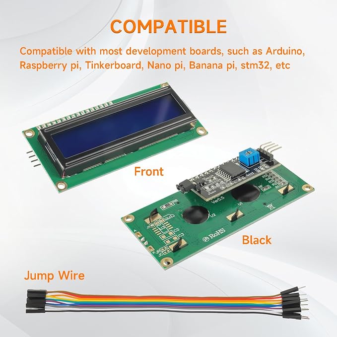HUAREW 4pcs I2C IIC TWI 1602 Serial LCD Display Module 16x2 Compatible with Arduino Raspberry Pi