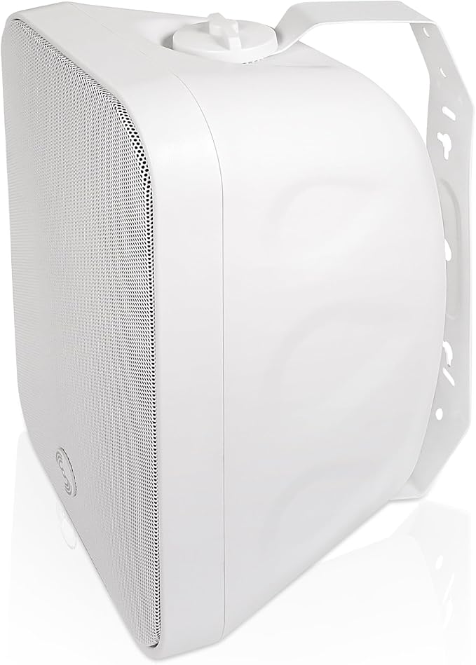 Sound Town Commercial Restaurant Bluetooth Amplifier + Surface-Mount Speaker Set, with One 6-Zone 70V/100V Amplifier with Bluetooth, 4 x 6.5-Inch Surface-Mount Speakers, White (STCA180X4MS6W)