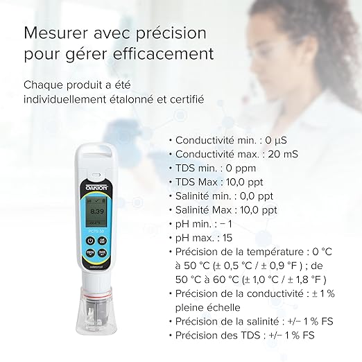 Oakton AO-35634-35 PCTSTestr 50 Waterproof Pocket pH/Cond/TDS/Salinity Tester, Premium 50 Series, Black