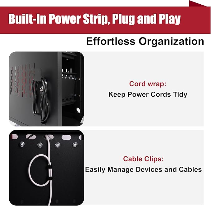 32 Device Mobile Charging Station for Laptops/Tablets/iPads/Chromebooks,32 Bay Lockable Charging Cabinet with Cable Management & Power Strip Included, School Charging Storage Carts,Easy Assembly