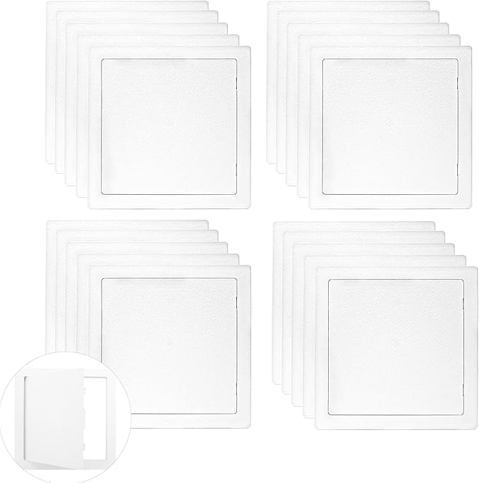 Morvat Access Panel 10x10 Inch for Drywall & Ceiling with Door, Heavy-Duty Durable ABS Plastic & Easy Install Access Box, Wall Hole Cover Plate for Plumbing & Electrical Cable & Wiring, White, 20-Pack