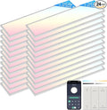 AIKVSXER 24 Pack 1x4 FT LED Flat Panel Light Surface Mount, with Wireless Switch & App Control, Night Mode, 50W 5500LM, 3000K/4000K/6500K, Ultra-Thin LED Light for Office Home,120-277V - White