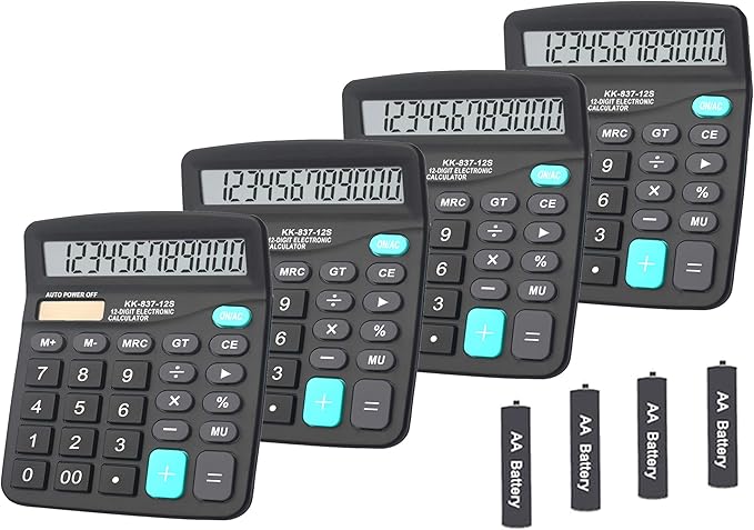 Calculators for Desk, BESTWYA 12-Digit Dual Power Handheld Desktop Calculator by BESTWYA