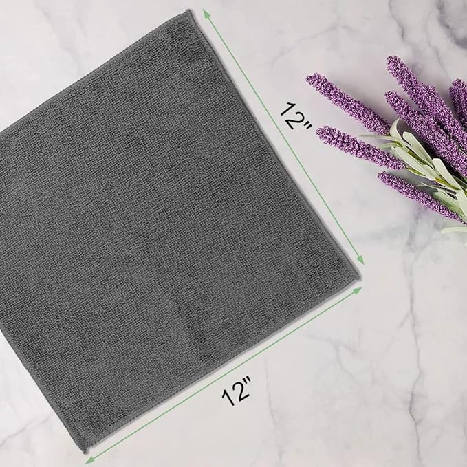 UNIMADE Washcloths - 20 Pack - Face Towels (12" x 12"), Highly Soft Wash Cloths and Hand Towels, Fast Drying Multi-Purpose Microfiber Cleansing Cloths for Bathroom, Hotel, Spa, and Salon - Grey