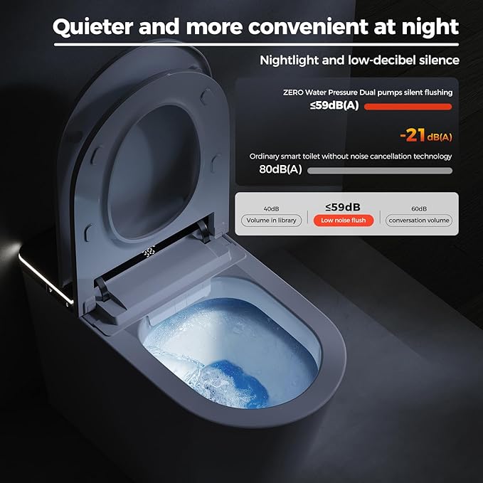 BAYTINA Smart Toilet, One Piece Toilet with Bidet Built in,Modern Elongated Toilet with Built-in Tank, Heated Toilet Seat, Bidet Warm Water, Dryer, Automatic Toilet Flusher, Foot Sensor Operation
