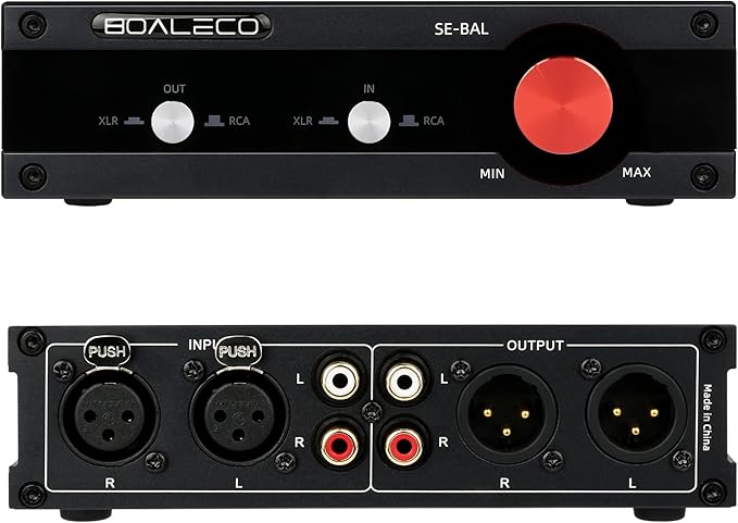 SE-BAL Audio Switch RCA XLR 2-IN-2-OUT HiFi Balanced Stereo Audio Switcher, Premium Selector Splitter Box with Volume Controller