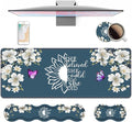 Ergonomic Keyboard Wrist Rest & Mouse Pad Wrist Rest Set, She Believed She Could So She Did Inspirational Quote Large XXL Gaming Desk Mat 31.5"x 11.8" with Non-Slip Base for Home Office Study Gaming
