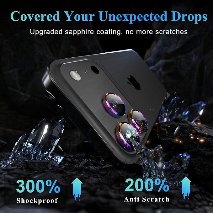 YWXTW Camera Lens Protector for iPhone 17 Pro/iPhone 17 Pro Max, Tempered Glass - Image 3