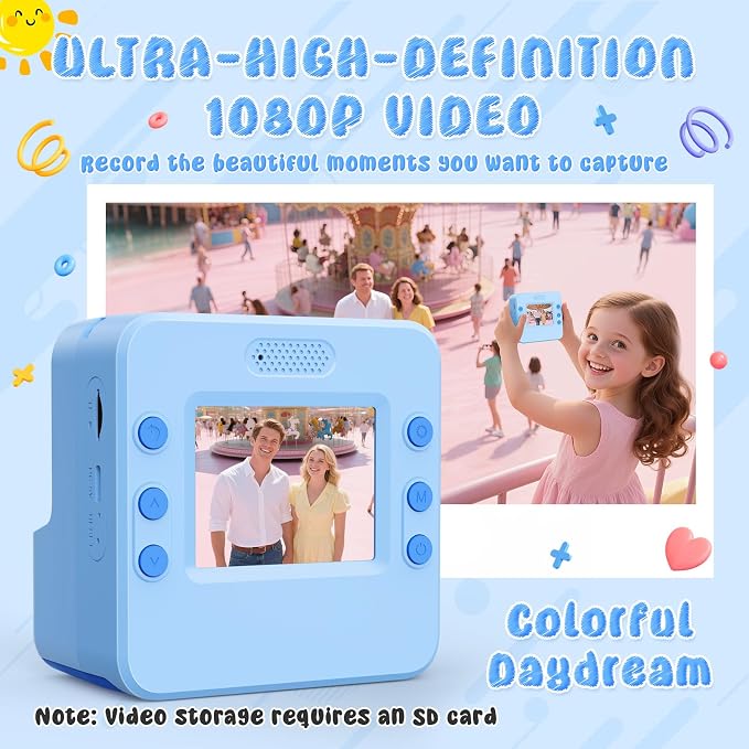 Kids Camera Instant Print with Flip Lens, 1080P HD Video Inkless Toddler - Image 3
