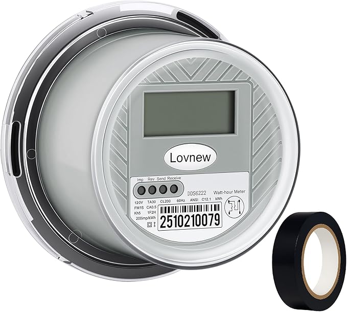 RV Digital Electric Meter,120V 2 Wire kWh Watt Power Meter with LCD Display,CL200 Energy Monitoring submeter for Residential Home Use,TA30 Current Measurement,Compatible with 4 Jaw Meter Sockets