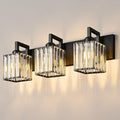 FDPBY Modern Bathroom Vanity Light 3-Lights Black Crystal Wall Lamp Bathroom Modern Crystal Vanity Lighting