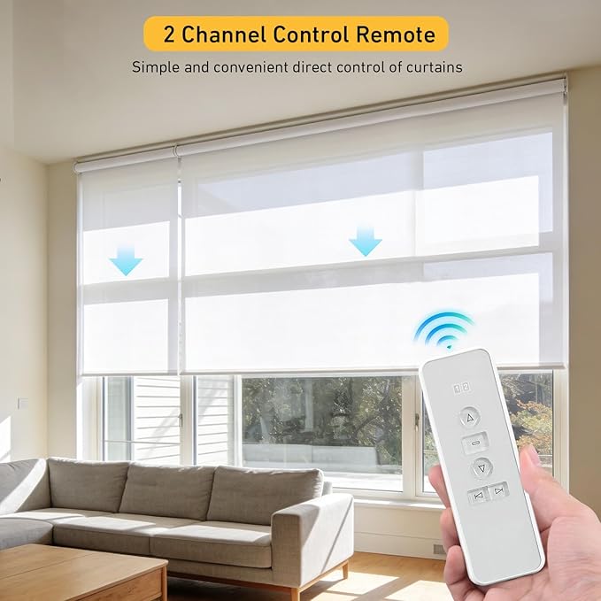 AC123-02 2 Channel Controller, RF433.92 Transmitter, Motorized Roller Shade Accessories for Motorized Blinds & Shades - White
