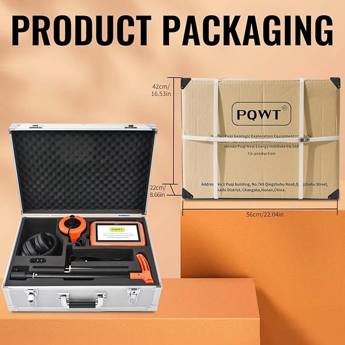 PQWT L2000 Underground Water Leak Detectors for Outdoor Wall Water Pipe Detector Machine Middle Sensor Acoustic Pipeline Leakage Detection Kit Noise Reduction Headphone Smart Touchscreen Carry Case