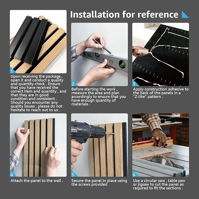 Art3d 6-Piece Wood Slat Acoustic Panels for Stylish Decor and Noise Reduction, 3D Textured Panel for Ceiling and Wall, Walnut