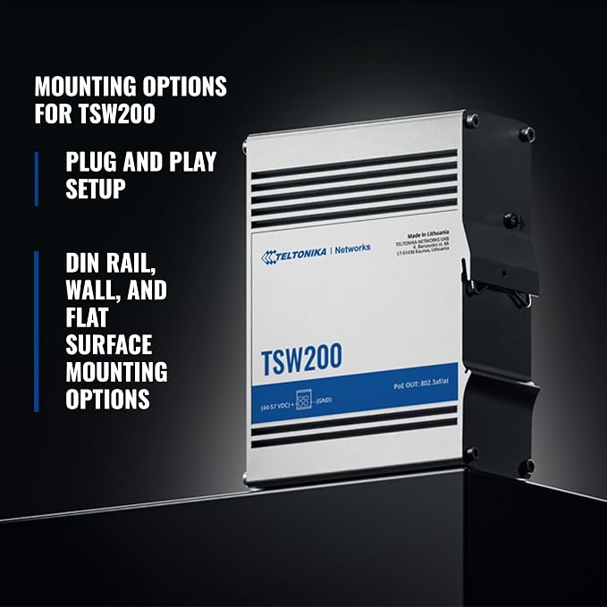 Teltonika TSW200 Industrial PoE+ Unmanaged Ethernet Switch - Image 2