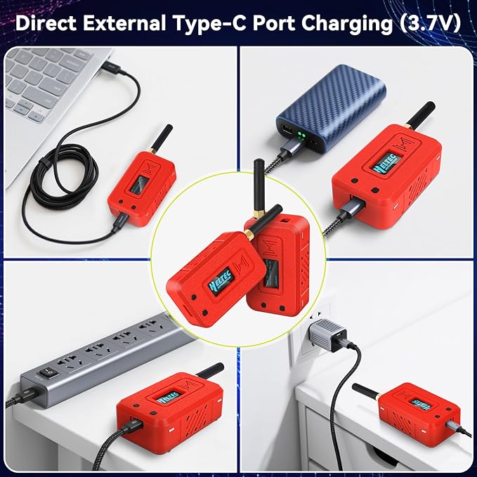 Meshnology 2 Set ESP32 LoRa V3 Module Board with 915 MHz Antenna + 3000mAh Battery + Protect Case - with WiFi Blue Tooth SX1262 CP2102 0.96” OLED Display Type C for Ar duino Meshtastic IOT (N35, Red)