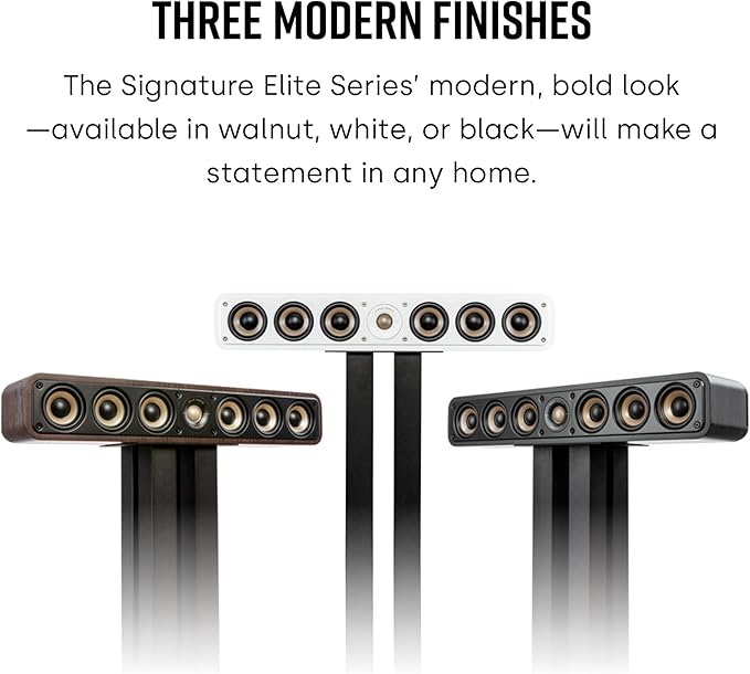 Polk Signature Elite ES35 Slim Center Channel Speaker - Hi-Res Audio Certified, Dolby Atmos & DTS:X Compatible, 1" Tweeter & (6) 3" Woofers, Dual Power Port for Effortless Bass, Contemporary Walnut
