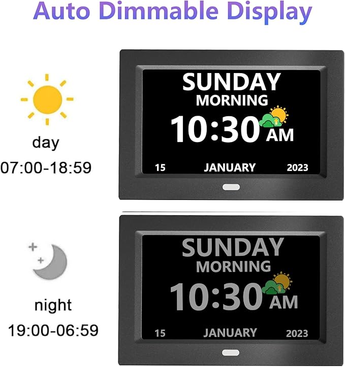MRCHYDZ 11 Inch Clock with Day and Date for Elderly Large Display Digital Clocks 12 Alarm 3 Display Modes Large Font Alzheimer's Clock Alarm Clocks for Seniors Auto DST 11in Black