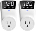 Surge Protector Voltage Stabilizers - Fireproof UL94V-1 Wall Mount Surge Protector Outlets for Refrigerator TV Appliances Real-Time Monitoring & Custom Voltage 80V-140V, 15A, 120V, 1800J,2 Pack