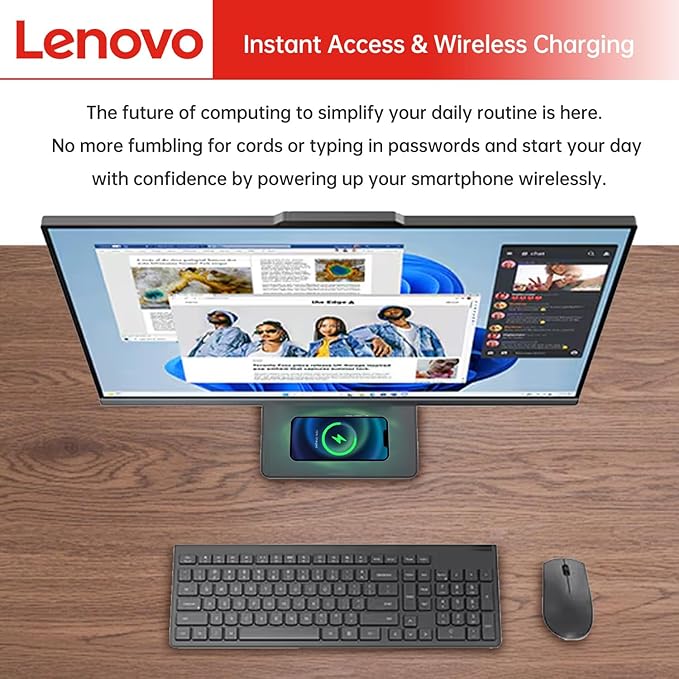 Lenovo IdeaCentre Business All-in-One, 27" FHD Touchscreen 100Hz, AMD Ryzen 5 7535HS, 32GB DDR5 RAM, 1TB SSD, Webcam, Wireless KB & Mouse, Windows 11 Home, Bundle with Adata 64GB USB Flash Drive