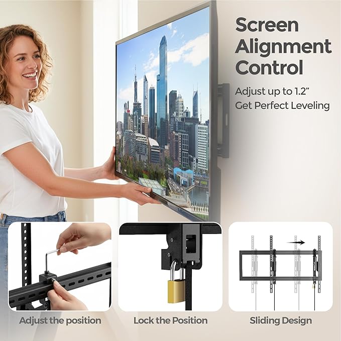 ynVISION.DESIGN Tilt TV Wall Mount for Large TVs 55-105 in | Tilt & Swivel | Pulls Out 7in for Easy Access | Max VESA 1000x600 mm & 176 lbs | Designed to hit 3 Studs | Anti-Theft & Slides to Center