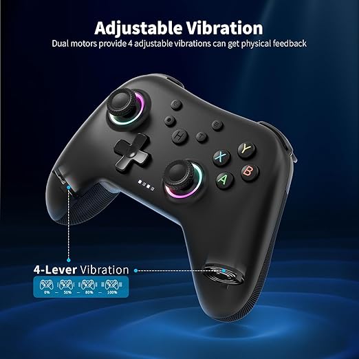 AceGamer Aurora Generation 2.4G Wireless Bluetooth Controller for Windows PC/Android/Switch/iOS/Steam Deck, Hall Joysticks and RGB Light- Upgraded PC Gaming Controller and Back Buttons Lock (Black)