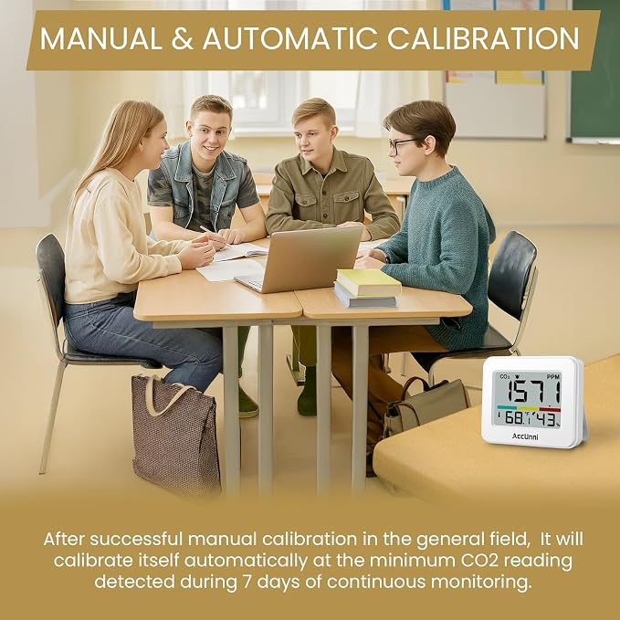 CO2 Monitor Air Quality Monitor Indoor Battery Powered, Portable Temperature - Image 6