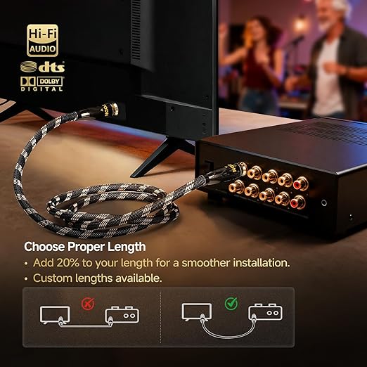 TODN Digital Coaxial Cable 75-Ohm Audiophile SPDIF Coax Audio Cable RCA to RCA for HiFi Systems (6.5ft /2m)
