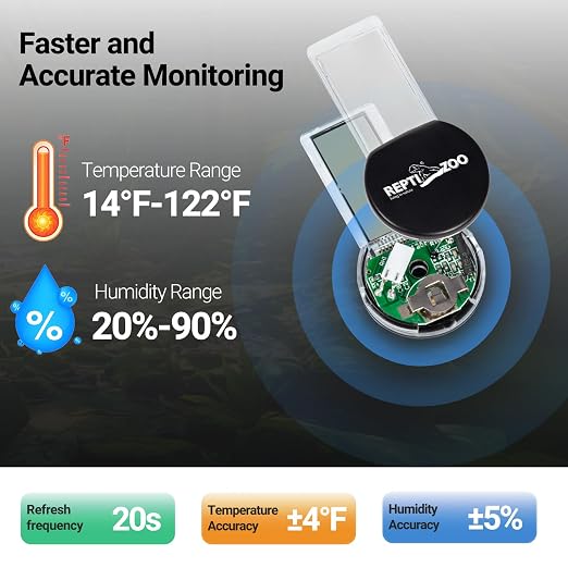 REPTI ZOO Magnetic Reptile Thermometer and Humidity Gauge, Digital LCD - Image 2