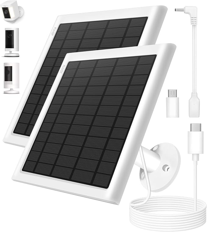 8W Solar Panel for Ring Camera, Spotlight Cam Battery, Includes Barrel Plug to by PUUQII