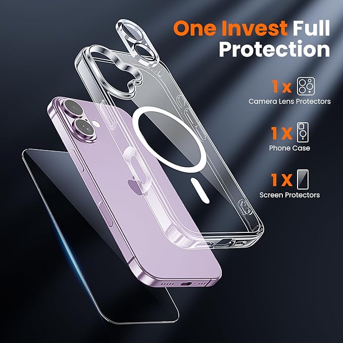 toushion 3 in 1 for iPhone 17 Case Clear, Fits MagSafe, Not Yellowing, Screen - Image 2