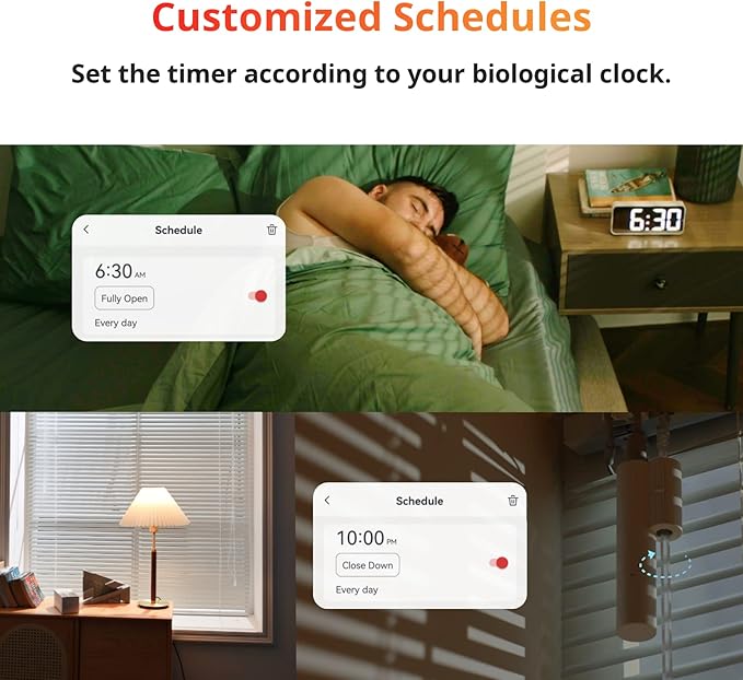 SwitchBot Blind Tilt Motorized Blinds with Remote, Automatic Blind Opener and Closer, Solar Powered, Light Sensing Control, Add Hub Mini to Make it Compatible with Alexa & Google Home