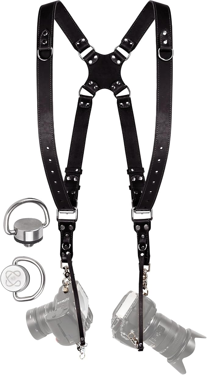C Coiro Dual Camera Harness Shoulder Leather Camera Strap by CCoiro