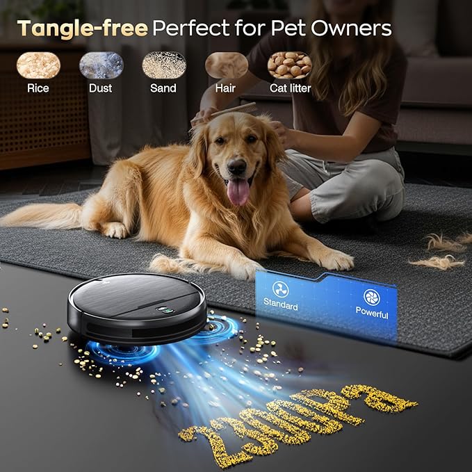 Robot Vacuum and Mop Combo, 2 in 1 Robotic Vacuums Cleaner with WiFi/App, Robot Vacuum with Water Tank, Strong Suction, Schedule, Self-Charging, Quiet, for Hard Floor, Pet Hair, Low Pile Carpet