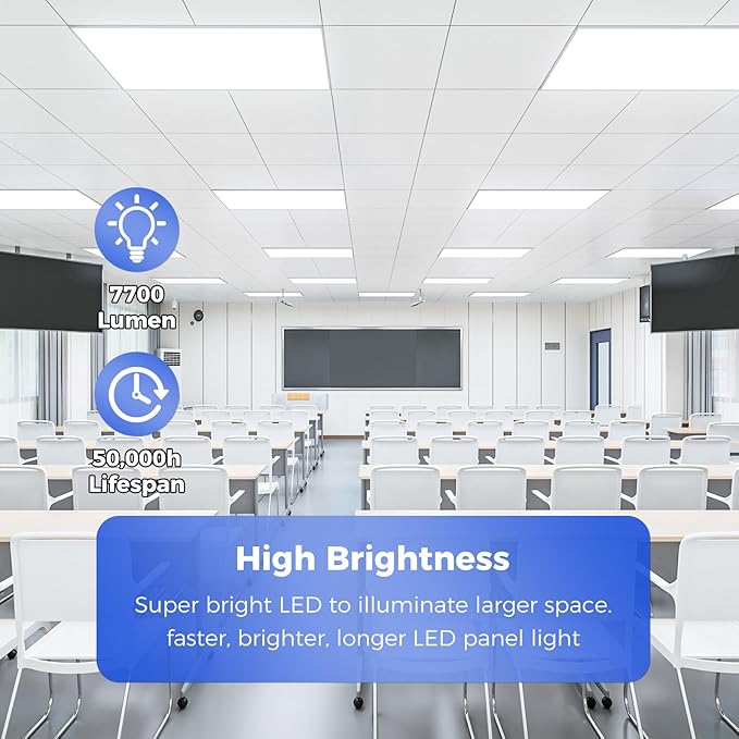 AIKVSXER 1 Pack 2x4 LED Flat Panel Light - Selectable 5 CCT 3000K-6500K & 5 Wattage 30-70W 7700Lm 0-10V Dimmable 2 x 4 led Drop Ceiling Light Fixture 120-277V for Commercial and Home