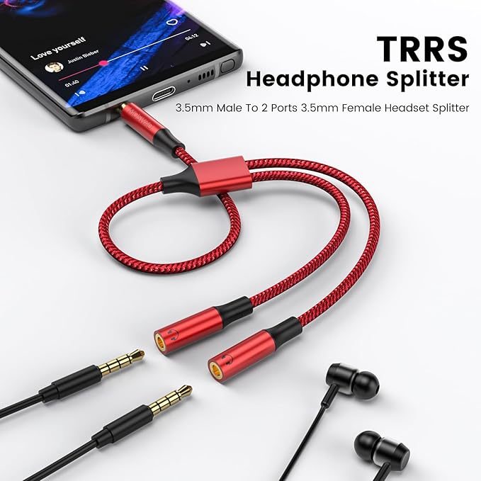 MOSWAG Headphone Mic Splitters Adapter Audio Headphone Connector Mutual Convertors for Gaming Headset, PS4, Xbox One, Notebook, Mobile Phone and Tablet