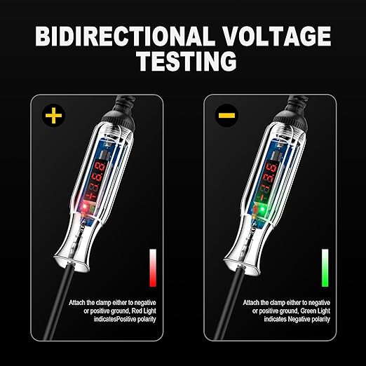 WINAMOO Upgraded 3-72V LED Digital Automotive Circuit Tester, DC Voltage Test Light with Voltmeter & Polarity Indicator Light, Vehicle Circuits Low Voltage Light Tester Pen with Sharp Stainless Probe