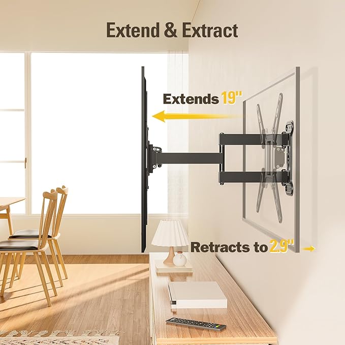 Mounting Dream TV Wall Mount Bracket for Most of 26-55 Inch LED, LCD, OLED and Plasma Flat Screen TV with Full Motion Swivel Articulating Arm up to VESA 400x400mm and 60 lbs, MD2393-MX