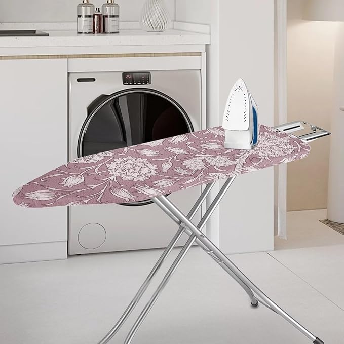 ZCFYGDX Ironing Board Cover,Scorch-Resistant Standard Nose Pocket, Elastic Edges,Iron Decor Covers St&ard Size-2XL,Nylon Buckle Straps Hook & Loop Fastener Strap,Home Decor Pink Floral Print