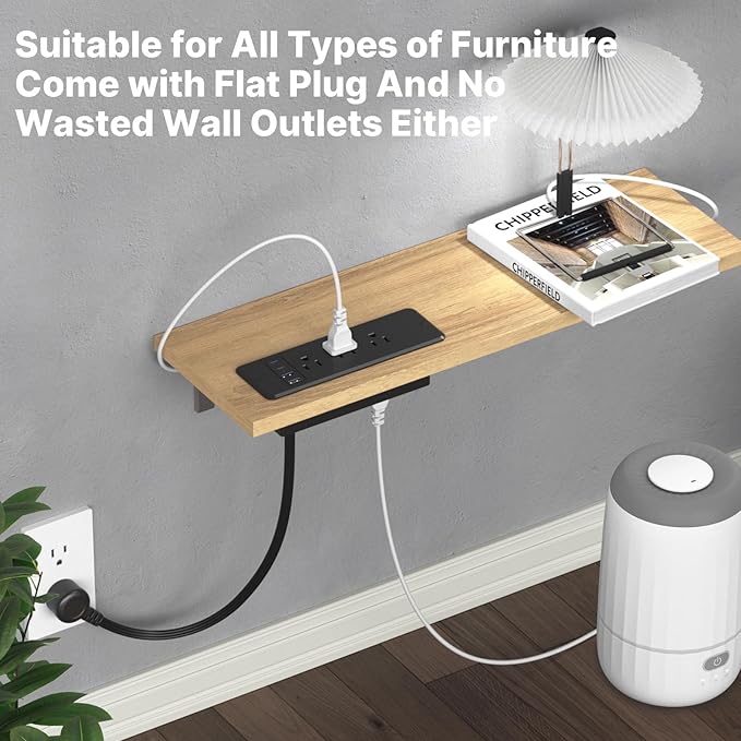 CCCEI 6 Outlets Dual Side Recessed Power Strip with 45W USB C Port, Furniture Flush Mount, Under Desk, Desk Top Multiple Outlet, Hidden Charging Station for Conference Table, Nightstand, Black. 6FT.