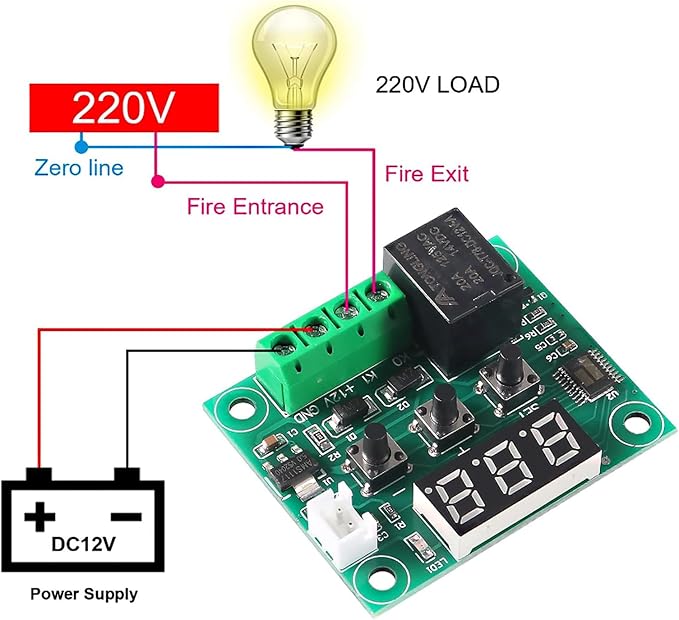 AEDIKO W1209 DC 12V Digital Temperature Controller Board Blue Digital Display Thermostat -50-110°C Electronic Temperature Temp Control Module Switch with Waterproof Case (1pc Red)