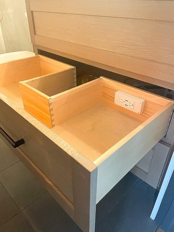 My Tidy Space Compact Combo (1) USB-A (1) USB-C (2) 15 Amp in-Drawer Docking Station Outlet Plugs with Retractable arm