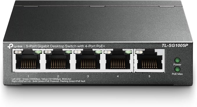 TP-Link TL-SG1005P, 5 Port Gigabit PoE Switch, 4 PoE+ Ports @65W, Plug & Play by TP-Link