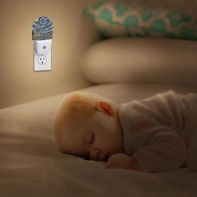 YESPOAK Night Light,Amsterdam at Night Night Lights Plug Into Wall with Dusk to Dawn Sensor for Bedroom Bathroom and Living Room for Women/Girls Gift
