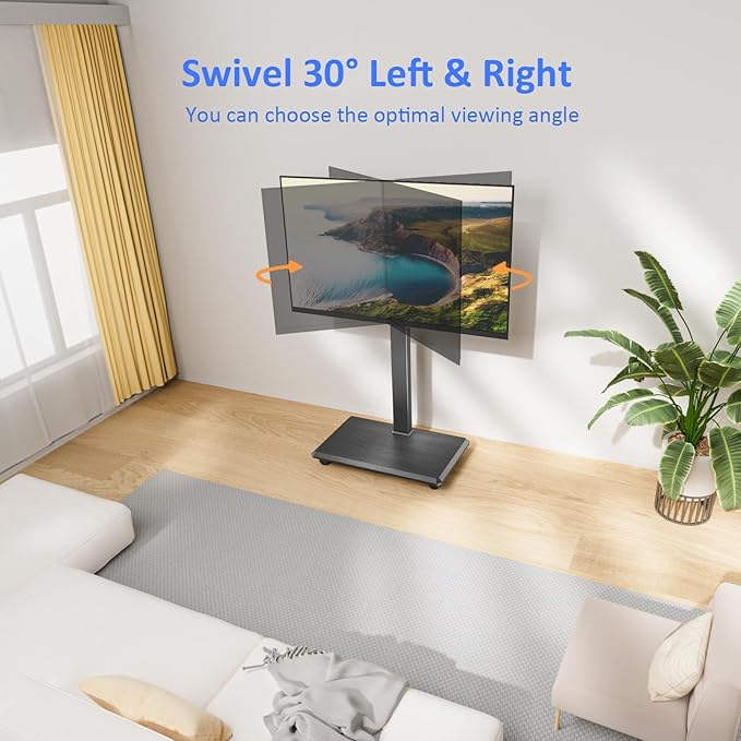 Afaloona Rolling TV Stand, Portable Mobile TV Stand for 32-75 Inch TVs up to 110 lbs, 18 Adjustable Heights, Max VESA 600x400mm, Rolling TV Cart on Wheels with Mount for Bedroom, Office, Outdoor
